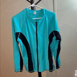 Men's Athletic Zip-Up Jacket - Teal and Black